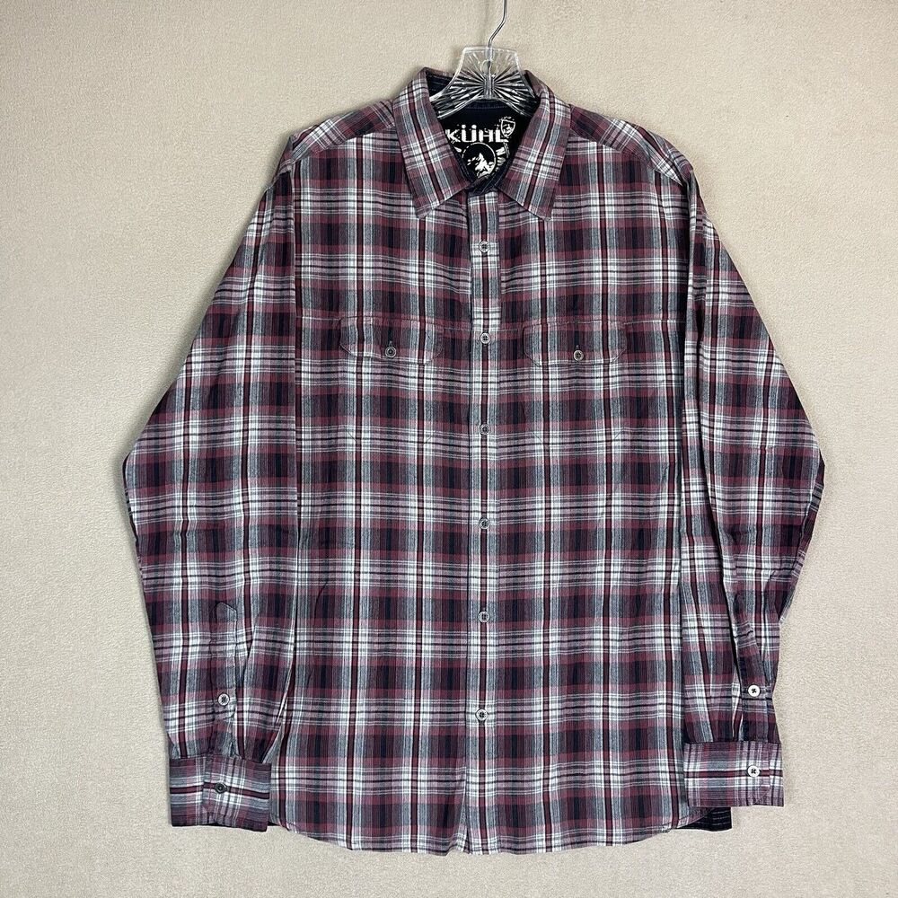 Kuhl Shirt Mens Medium Red Plaid Outdoor‎ Hiking Fishing Workwear Casual Adult